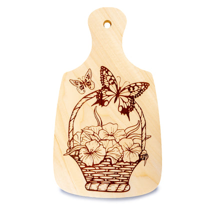 Выжигание по дереву. Разделочная доска "Корзина цветов" (130х230мм) в кор.15шт