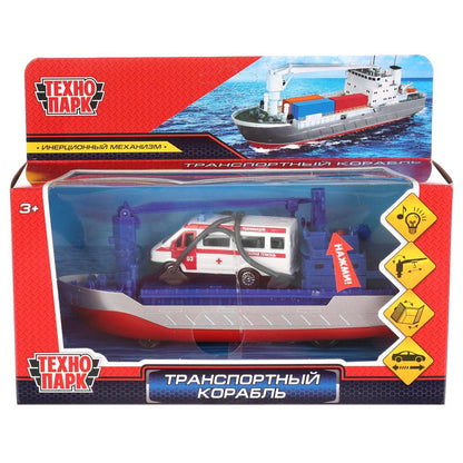 CRANEBOAT-17SLAMB-GAZGY Modèle métal свет-звук ТРАНСПОРТНЫЙ КОРАБЛЬ 17 см, ГАЗЕЛЬ, инерц, kor. Technologie