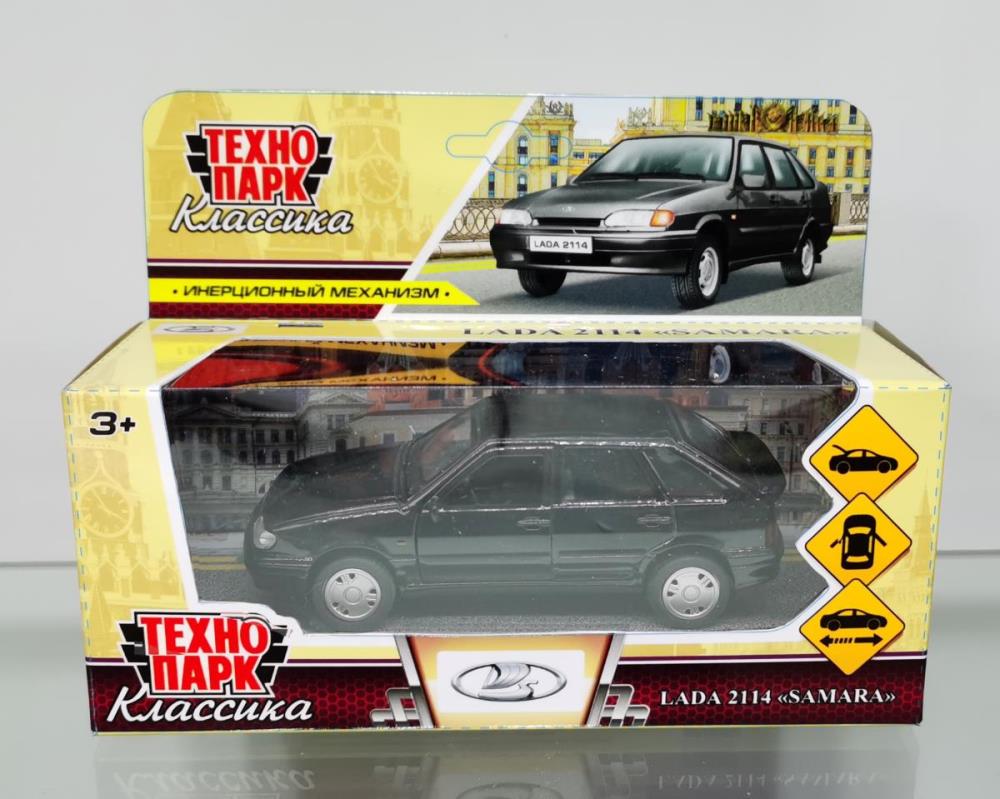 Машина металл LADA LADA-2114 "SAMARA" 12 см, двери, черный Технопарк в кор.2*36шт