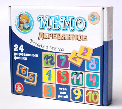Игра деревянная МЕМО "Веселые числа"