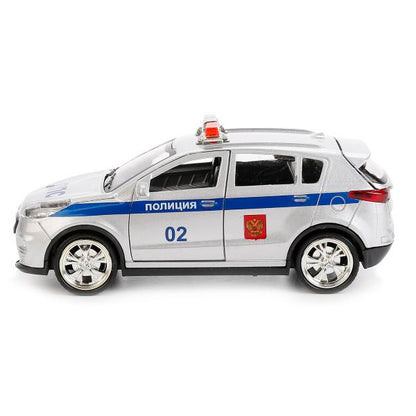 SPORTAGE-POLICE 239544 МАШИНА "ТЕХНОПАРК" МЕТАЛЛ. ИНЕРЦ. KIA SPORTAGE ПОЛИЦИЯ 12СМ, ОТКРЫВ. ДВЕРИ