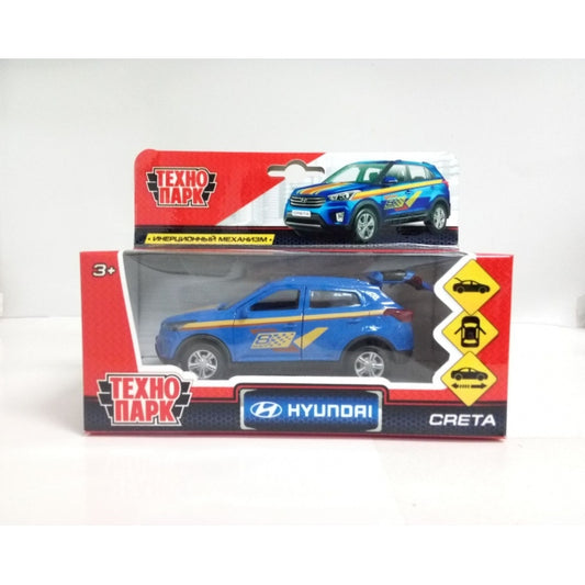 ТМ Технопарк. La machine en métal "HYUNDAI CRETA СПОРТ", d'une durée de 12 cm, s'ouvre à deux personnes, est en panne. dans le cor.2*36шт