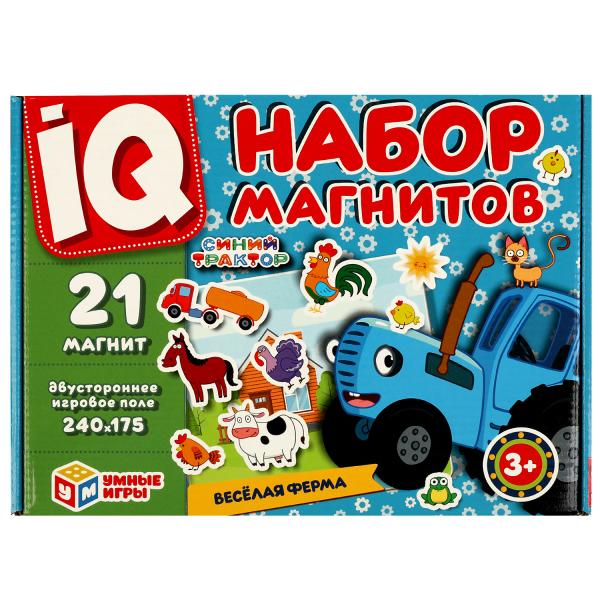Весёлая ферма.IQ набор магнитов. Синий tracteur. 250х185х25mm. Умные игры в кор.20шт