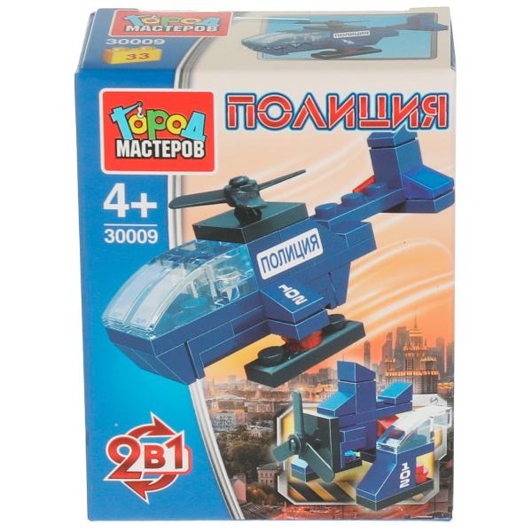 Конструктор ПОЛИЦЕЙСКИЙ ВЕРТОЛЁТ 2в1, 33 дет. Город мастеров в кор.4*60шт