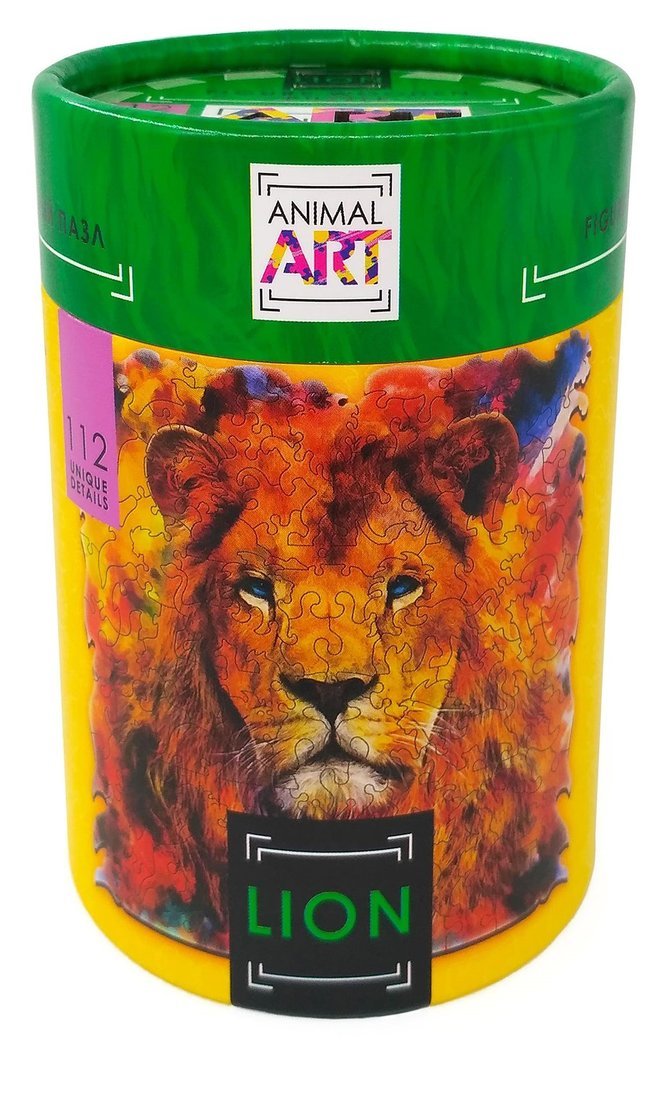 Фигурный деревянный пазл "ANIMAL ART" Лев 112 дет. ART.8391 (мрц 690 руб.) /24