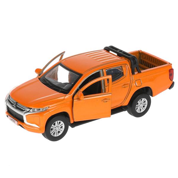 Машина металл "mitsubishi l200 pickup" дл 13 см, откр дв, багаж, инерц, оранжевый, в кор. Технопарк