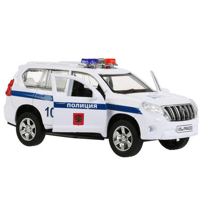 Machine en métal "toyota prado policia" 12 cm, ouverte. двери, инерц., белый в кор. Parc technologique en cor2*36шт