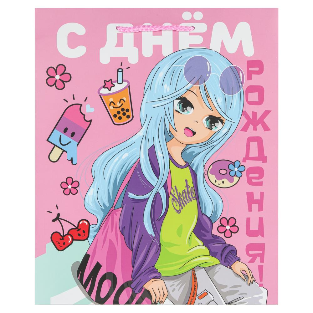 Пакет подарочный МАТОВЫЙ l,аниме,140 гр/м2 ЧУДО ПРАЗДНИК в кор.10*12шт