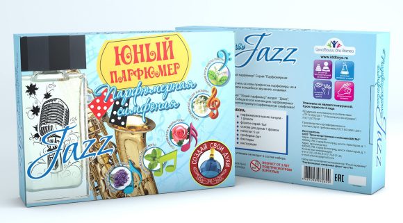 Набор Юный Парфюмер: Парфюмерная симфония Джаз (с натуральными маслами пачули, жасмина, розы, мяты, лаванды, основой для духов и laboratoire)