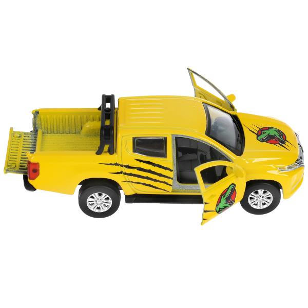 Machine en métal "МИЦУБИШИ" "mitsubishi l200 pickup dinosaures" dlin 13 см, откр дв, багаж, инерц, в кор
