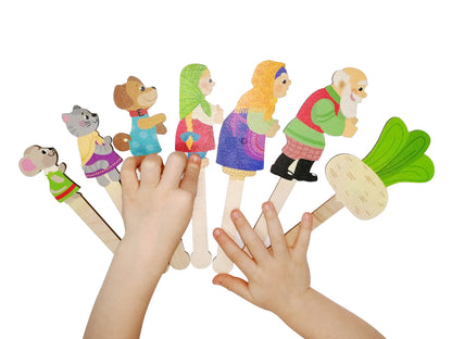 Театр штоковый. Набор кукол и декораций. Любимые сказки. "Репка", "Курочка Ряба", "Страшный Пых"