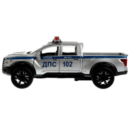 Machine en métal de couleur noire NISSAN TITAN ПОЛИЦИЯ 12,5 cm, double, sac, argent, cor. Parc technologique dans le cor.2*36шт