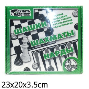 Игра настольная 3 в 1\ Нарды, шашки, шахматы\ 01451