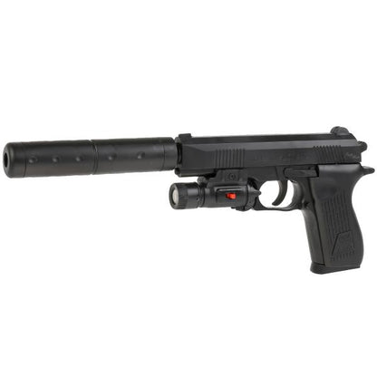 Пистолет (п) с глушителем, с фонариком, с пульками K2119 в пак. в кор.2*72шт