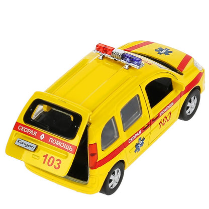 Technoparc. Modèle "Renault Kangoo Реанимация" métal 12 cm double, bagage, jaune, art.KANGOO-12AMB-YE