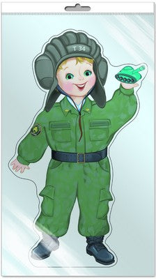 *Ф-13250 ПЛАКАТ ВЫРУБНОЙ А3 В ПАКЕТЕ. Танкист (блестки в лаке, в индивидуальной упаковке, с европодвесом и клеевым клапаном) - группа Профессии