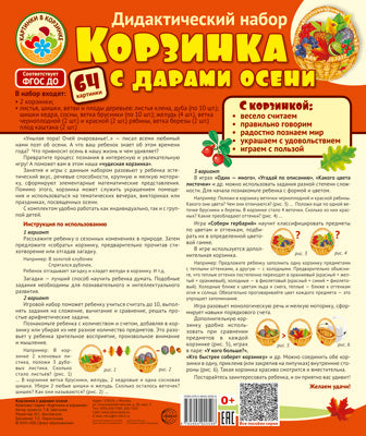 Картинки в корзинке. Корзинка с дарами осени. Оформительский и Дидактический набор. 64 картинки. Ламинированный.