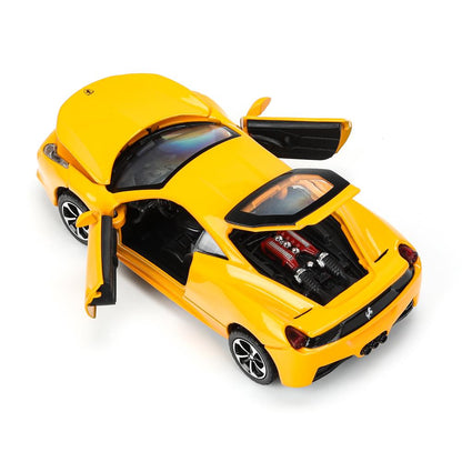 Модель металл звук ferrari 458 italia 14 см, двери, багажник. инерция кор. Технопарк в кор.2*48шт
