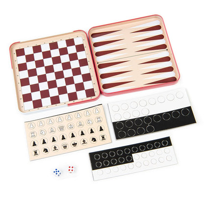 Игра магнитная в жестяной коробочке "Шахматы, шашки, нарды"