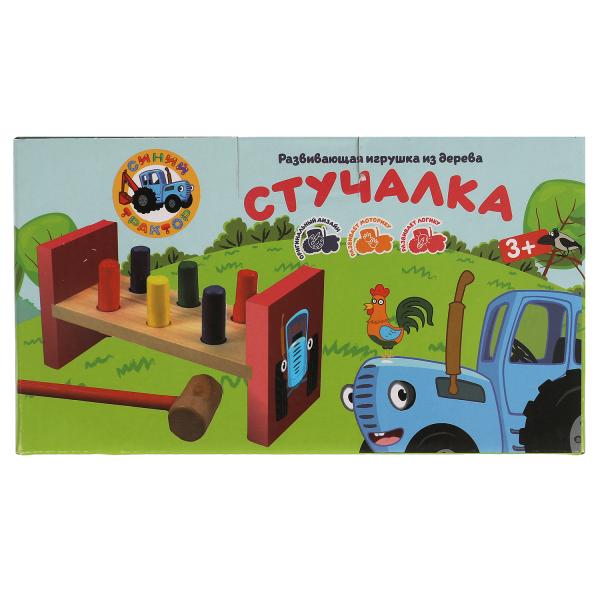 Игрушка деревянная стучалка СИНИЙ ТРАКТОР в кор. Буратино в кор.60шт