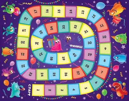 Игра настольная ходилка "Веселые ходилки 4 в 1" (ходилка-раскраска)