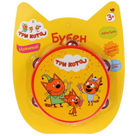 Игрушка бубен ТРИ КОТА на блистере (русс. уп.) "Играем вместе" в кор.96шт