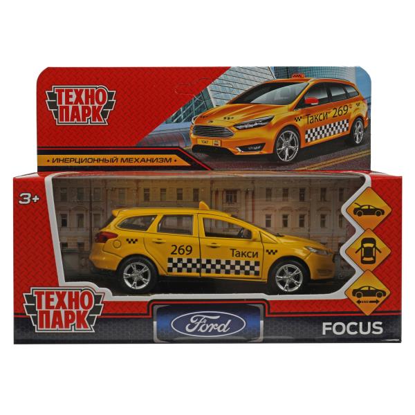 Машина металл FORD FOCUS TURNIER ТАКСИ длина 12 см, двер, багаж, инерц, кор. Технопарк в кор.2*36шт