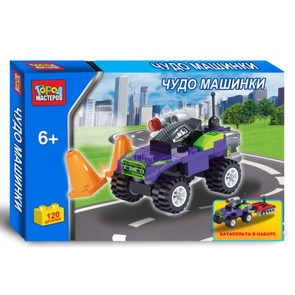 КОНСТРУКТОР "ГОРОД МАСТЕРОВ" МАШИНКА С ПУСКОВЫМ УСТРОЙСТВОМ "ЛЕГКО СОБРАТЬ" 84ДЕТ.В КОР в кор.2*40шт