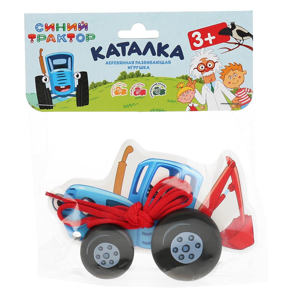 Игрушка деревянная Синий ТРАКТОР каталка 12 см, пакет с хедером Буратино в кор.18шт