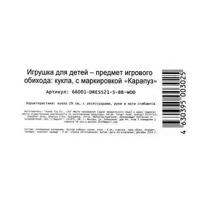 Koukla Sofiia 29 см, руки и ноги сгиб, 4 комплекта одежды, акс, кор КАРАПУЗ в кор.18шт