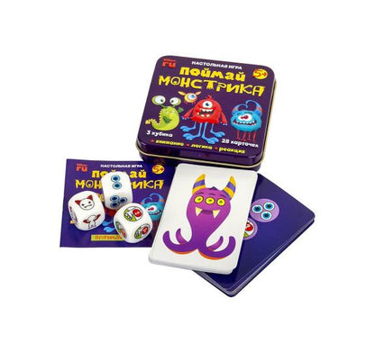 ИГРА НАСТОЛЬНАЯ "ПОЙМАЙ МОНСТРИКА" (ЖЕСТЯНАЯ КОРОБОЧКА) в кор.42шт