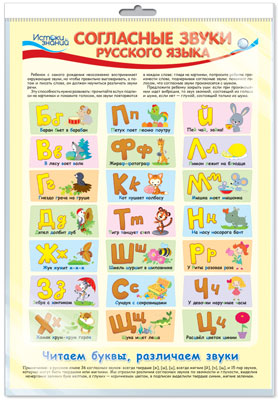 *ПЛ-11966 Plaque A3. Согласные звуки русского языка (в индивидивидуальной упаковке с европодвесом и клеевым клапаном)