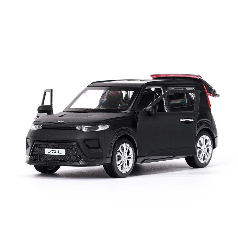 Машина металл свет-звук KIA soul 12 см, двер, инер, черный МАТОВЫЙ, kor. Parc technologique dans le cor.2*36шт