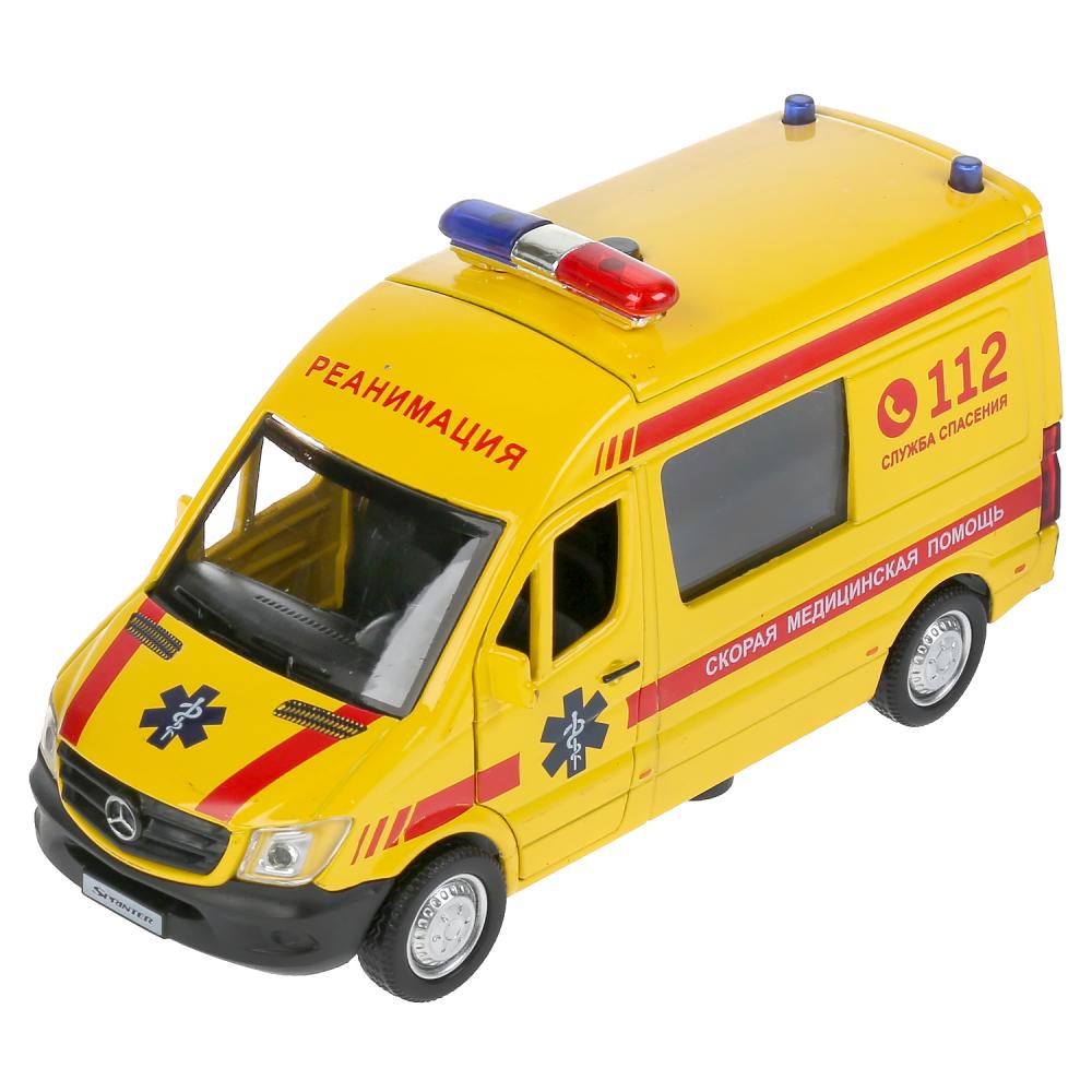 Машина металл свет-звук "mercedes-benz sprinter реанимация" 14см,инерц. dans le cor. Parc technologique en cor2*32шт