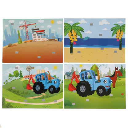 Синий tracteur. Весёлое путешествие. Игра с липучками в кор. Умные игры в кор.20шт