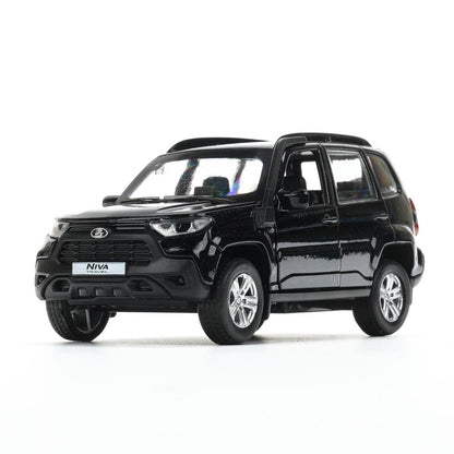 Machine en métal LADA NIVA voyage 12 cm, double, argent, métal noir, cor. Parc technologique dans le cor.2*36шт