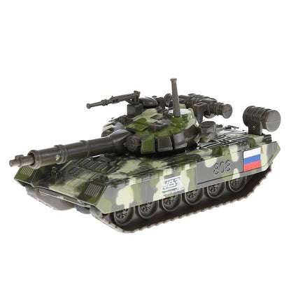 Машина металл Танк T-90 12см, инерц. механизм., подвиж. детали в русс. кор. Технопарк в кор.2*24шт