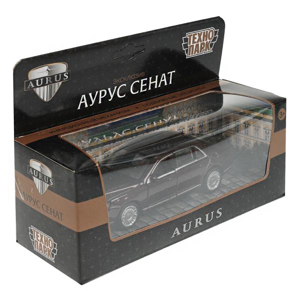 Машина металл АУРУС СЕНАТ длина 13,5 см, двери, багаж, инерц, бордовый, кор. Технопарк в кор.2*36шт
