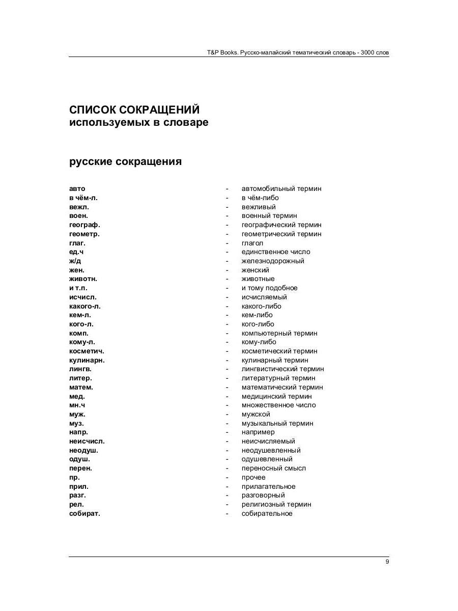 Русско-малайский тематический словарь - 3000 слов