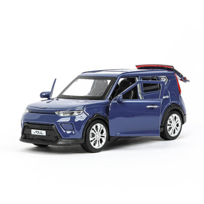 Машина металл KIA soul длина 12 см, двери, багаж., инерц, темно-синий, кор. Технопарк в кор.2*36шт