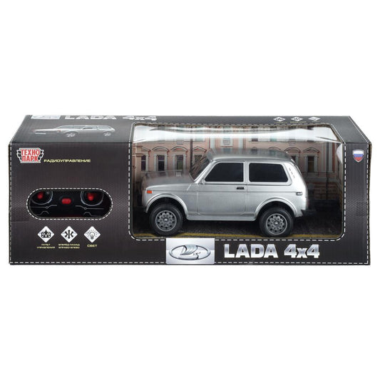 Машина р/у LADA 4x4 23 см, свет, серебристый, кор. Технопарк в кор.24шт