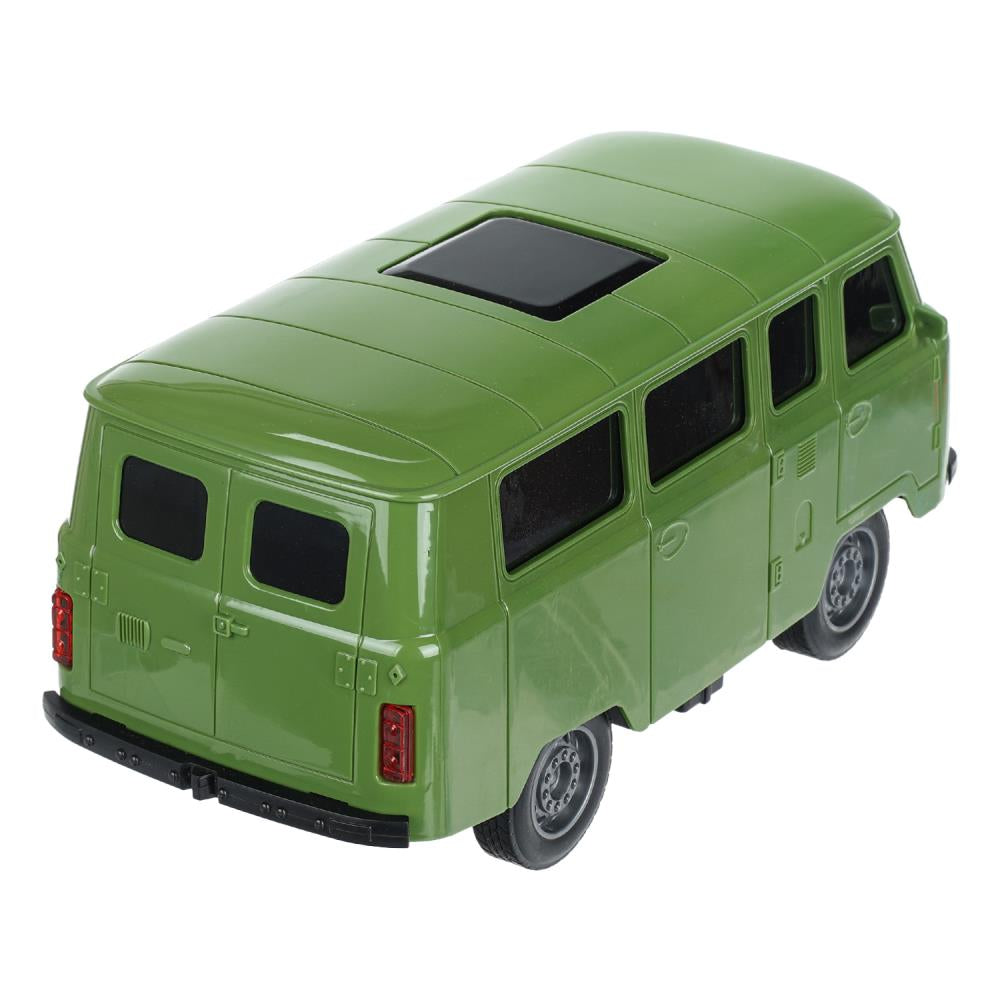 Машина р/у UAZ 452 буханка 25 см, свет, зеленый, кор. Технопарк в кор.24шт
