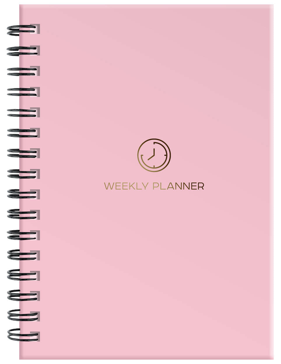 Блокнот-планер на пружине (розовый). А5, твердый переплет, фольга, недатированный, 128 стр.