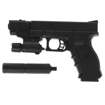 Пистолет (п) с лазер. прицелом, с глушителем, с пульками P2698 в пак. в кор.2*72шт