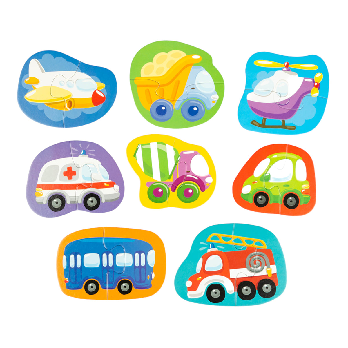 Jouets pour bébé "Тransport" (8 cartes, 16 pièces)