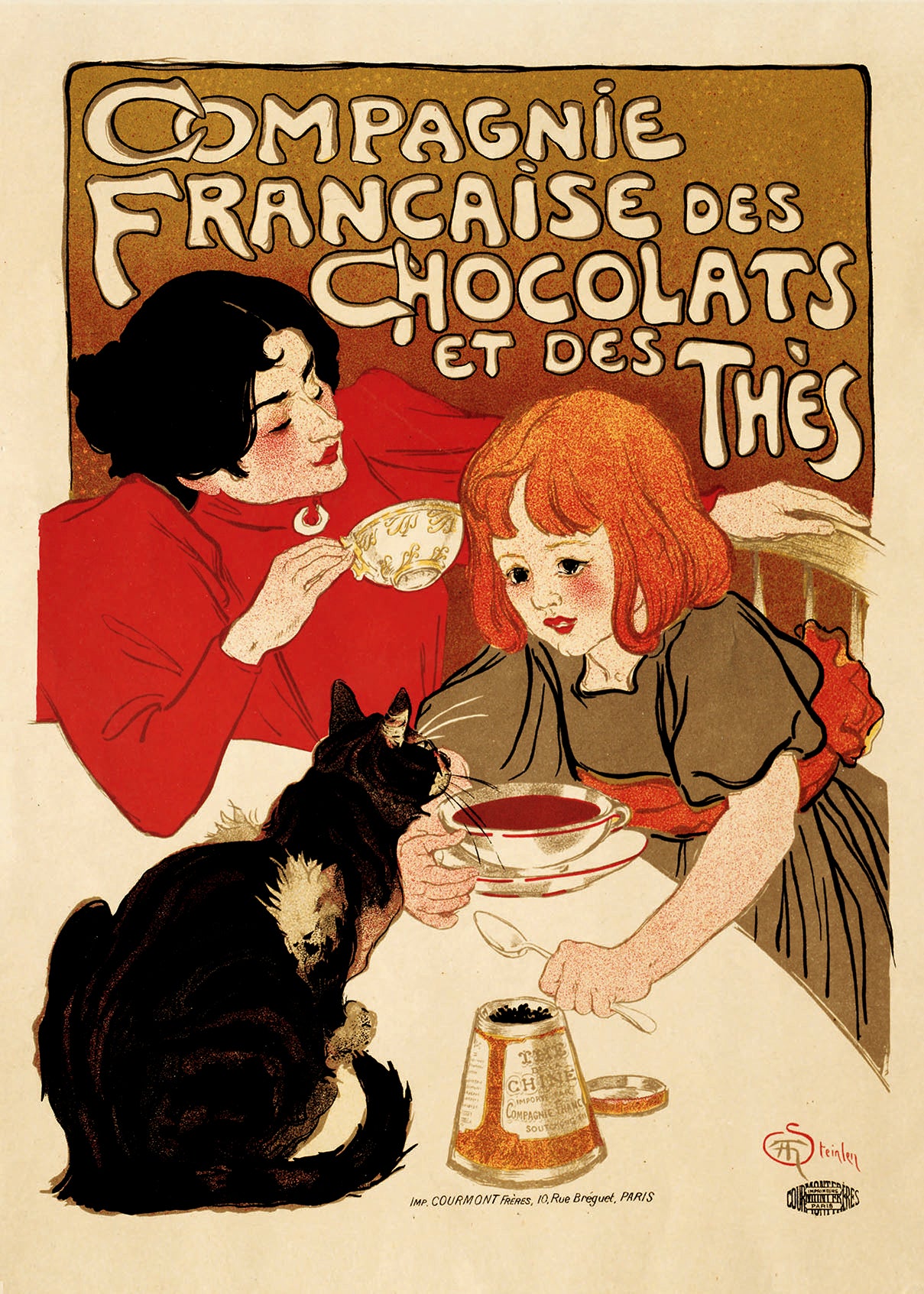 Plaque «Кошачьи миры». Стейнлен Теофиль-Александр. La société française de chocolat et de chocolat. A3
