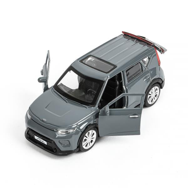 Машина металл KIA soul длина 12 см, двери, багаж., инерц, темно-серый, кор. Parc technologique dans le cor.2*36шт