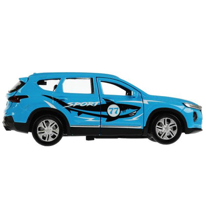 SANTAFE2-12SRT-BU338054 Машина металл HYUNDAI SANTAFE SPORT 12 см, двер, багаж, инерц, голубой, кор.