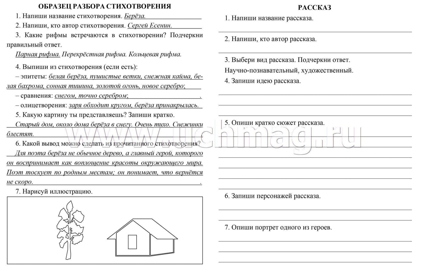 Читательский дневник. Чтение на 5. 2 класс. Примеры анализа и литературоведческий словарик. (Формат А5, бумага мелов 200, блок офсет 65) 64 стр.