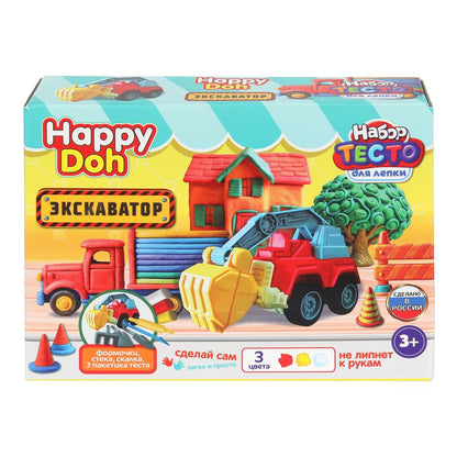 Набор для лепки с формочками ЭКСКАВАТОР, 24 см HAPPY DOH в кор.8шт